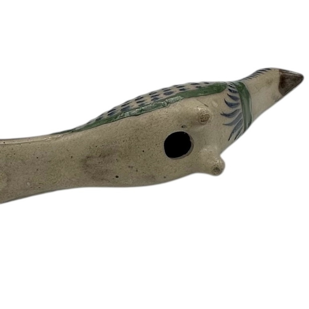 Vintage Mexican Folk Art Pottery Bird Hand Painted Clay Figurine Tonala Style - Picture 10 of 16